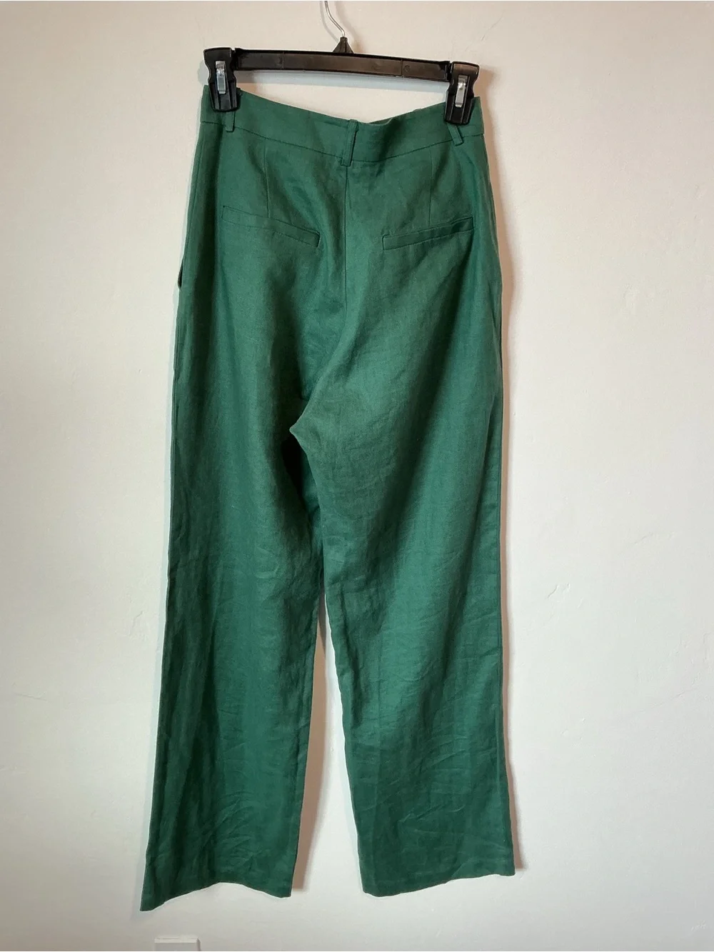 Reformation Emerald Green Pleated Linen-Blend Chinos